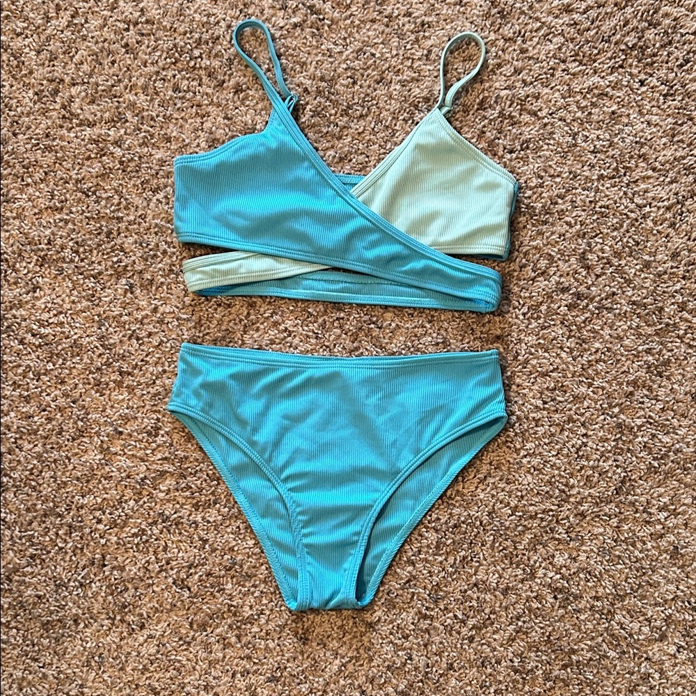 Stylish Blue and Green Bikini Set